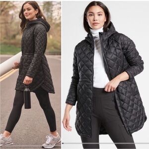Athleta Whisper Featherless Puffer Parka S Small Black Coat Quilted Jacket